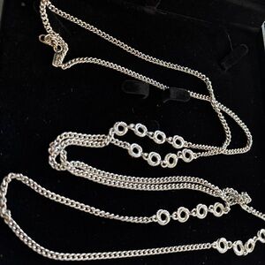 MONET Elegant Silver toned Necklace with Circular Accents Length 54”